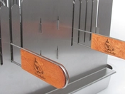 Wooden handles on stainless steel BBQ grill